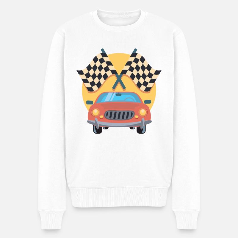 Course automobile - Pull Premium bio Homme - blanc