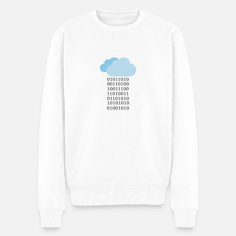 Programmeur cloud binaire - Pull Premium bio Homme - blanc