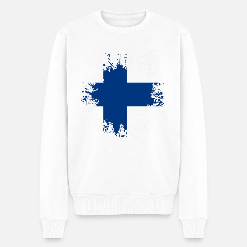 Drapeau Finlande Suomi lippu - Pull Premium bio Homme - blanc