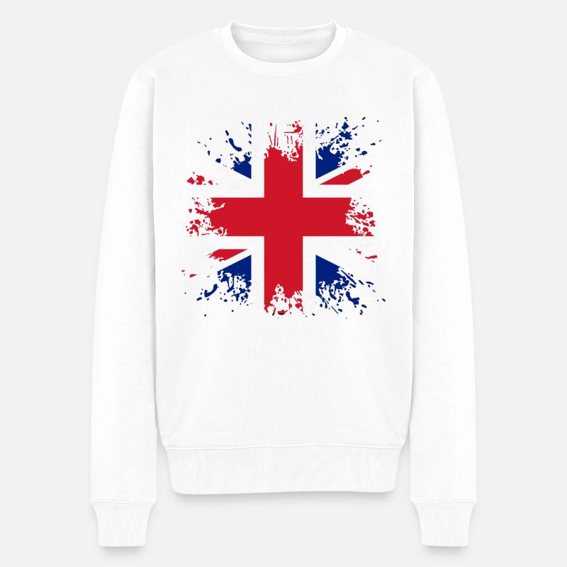 Großbritannien Union Jack - Männer Premium Bio Pullover - Weiß