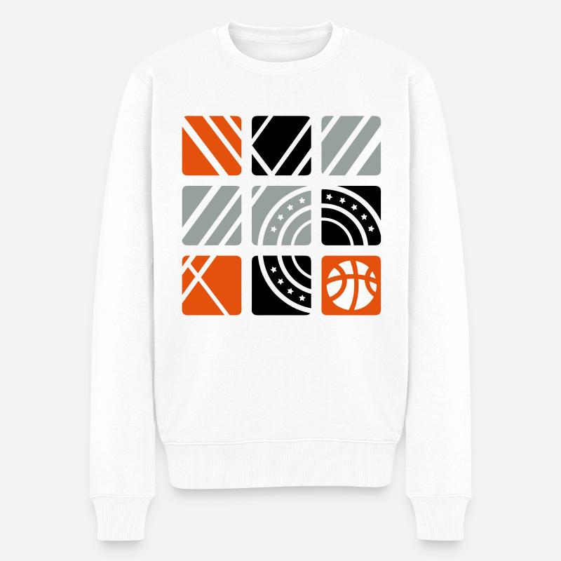 Basketball (Quadrate) - Männer Premium Bio Pullover - Weiß