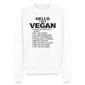 Veganer Veganerin - Männer Premium Bio Pullover - Weiß - Vorne - Thijin (182cm)