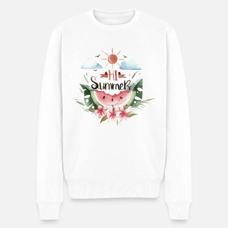 Sommer Wassermelone - Männer Premium Bio Pullover - Weiß
