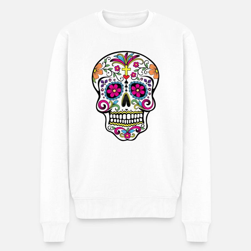 Dia de los Muertos Schädel - Männer Premium Bio Pullover - Weiß