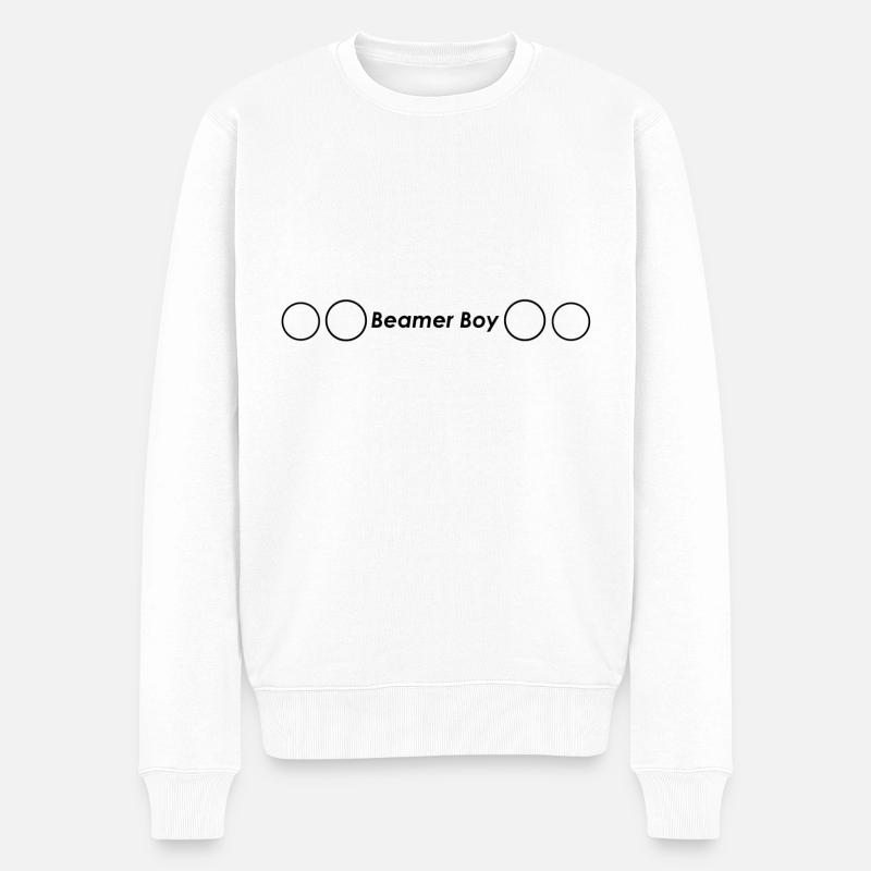 Auto-Shirt '' Beamer Boy '' - Männer Premium Bio Pullover - Weiß
