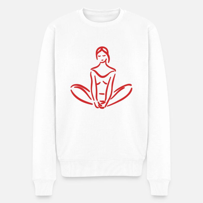 Yoga Meditation Entspannung Geist Seele Geschenk - Männer Premium Bio Pullover - Weiß