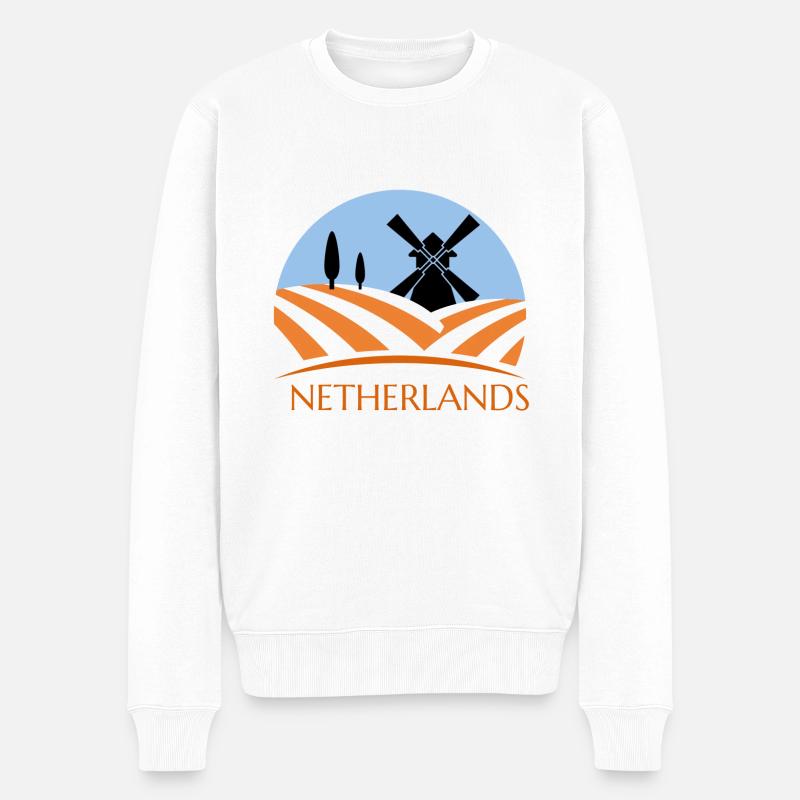 Hollande Netherlands Amsterdam cadeau vacances - Pull Premium bio Homme - blanc