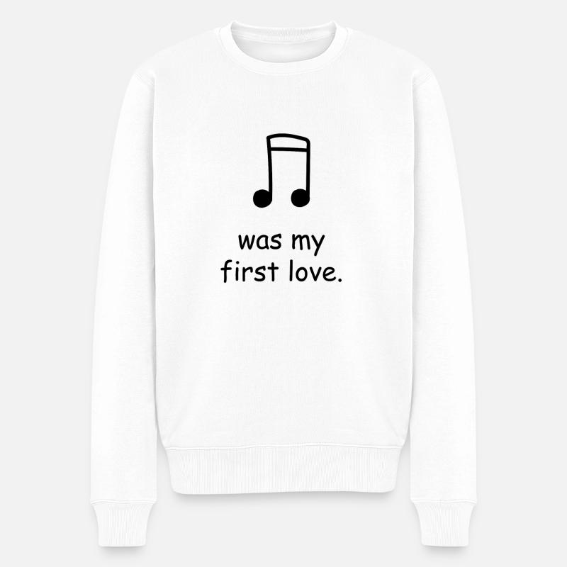 Musik Liebe Spruch Geschenk - Männer Premium Bio Pullover - Weiß
