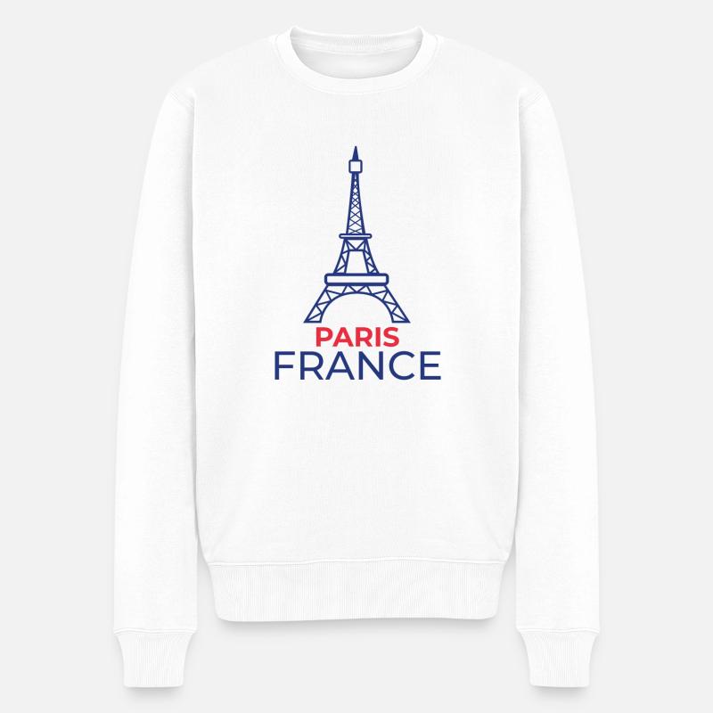 Frankreich France Paris Eiffelturm Geschenk - Männer Premium Bio Pullover - Weiß