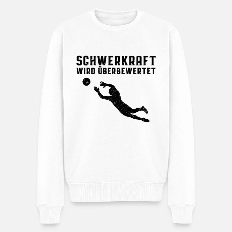 Torwart Schwerkraft Sprung Geschenk - Männer Premium Bio Pullover - Weiß