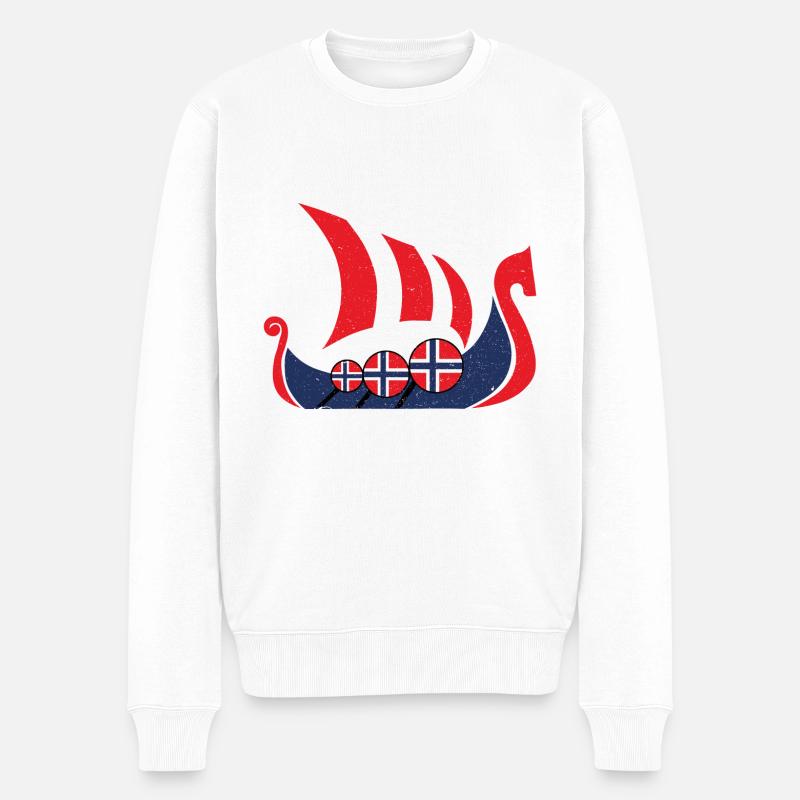 Wikingerschiff Norway Geschenk - Männer Premium Bio Pullover - Weiß