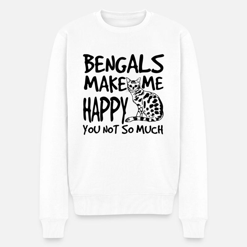Bengal Katze - Männer Premium Bio Pullover - Weiß