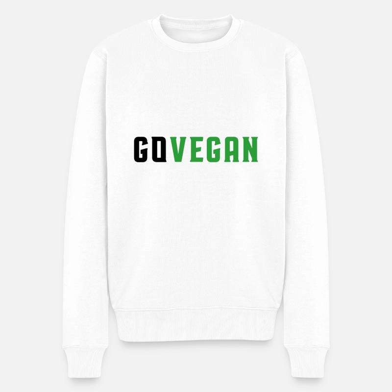 Go Vegan Geschenk - Männer Premium Bio Pullover - Weiß