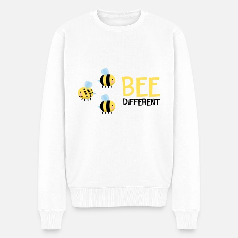 Bee Be Different Geschenk - Männer Premium Bio Pullover - Weiß