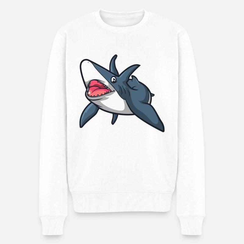 Hai, Haifisch - Männer Premium Bio Pullover - Weiß