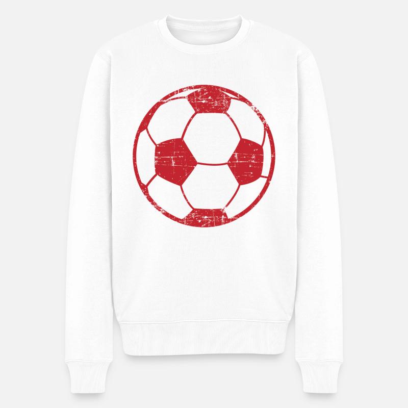 Fussball Ball Geschenk - Männer Premium Bio Pullover - Weiß