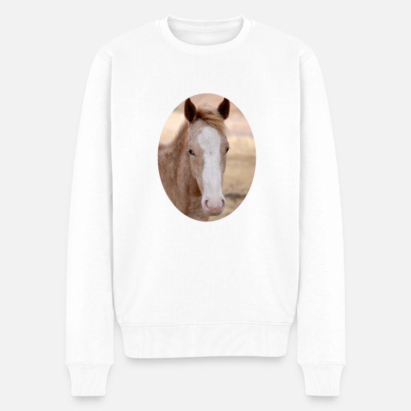 junges Pferd Fohlen - Männer Premium Bio Pullover - Weiß