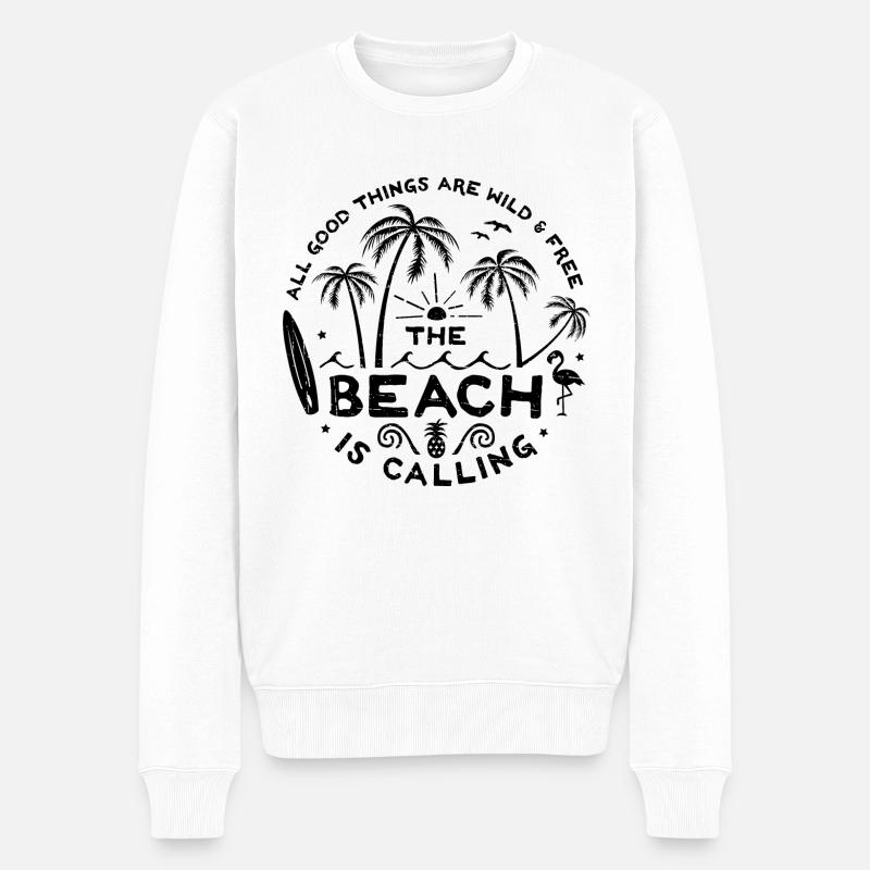 The Beach is Calling s - Männer Premium Bio Pullover - Weiß
