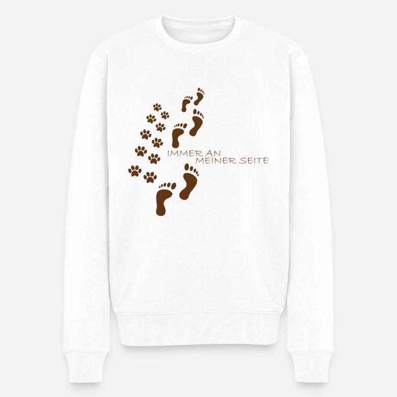 Hunde Pfote Zusammhalt Spruch Geschenk - Männer Premium Bio Pullover - Weiß