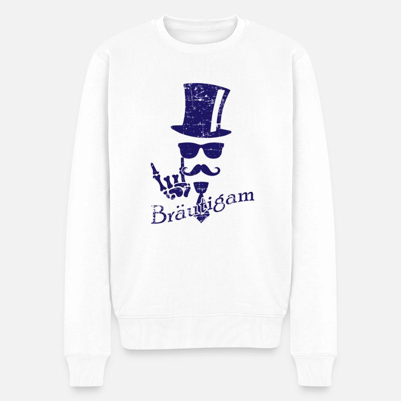 Braeutigam Schaedel Junggeselle Spruch Geschenk - Pull Premium bio Homme - blanc