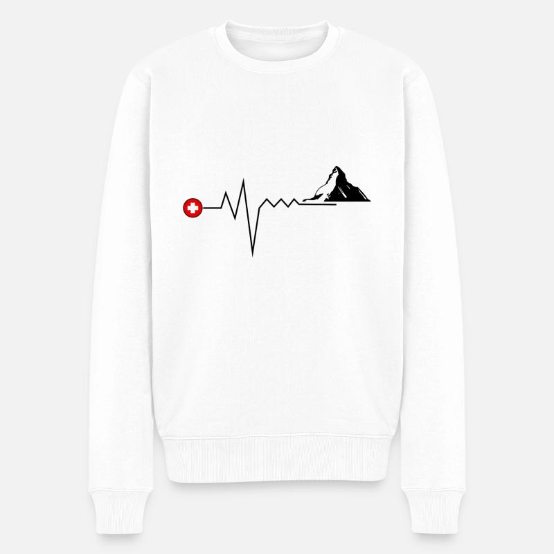 Switzerland Heartfrequence Geschenk - Männer Premium Bio Pullover - Weiß