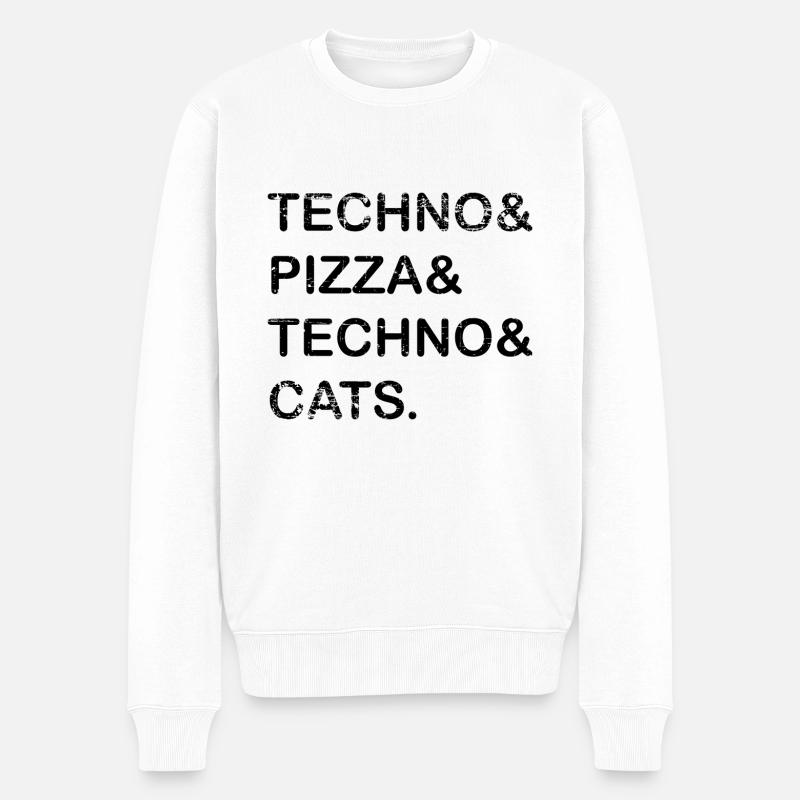 Techno Pizza Techno Cat's Gift - Men's Premium Organic Jumper - white