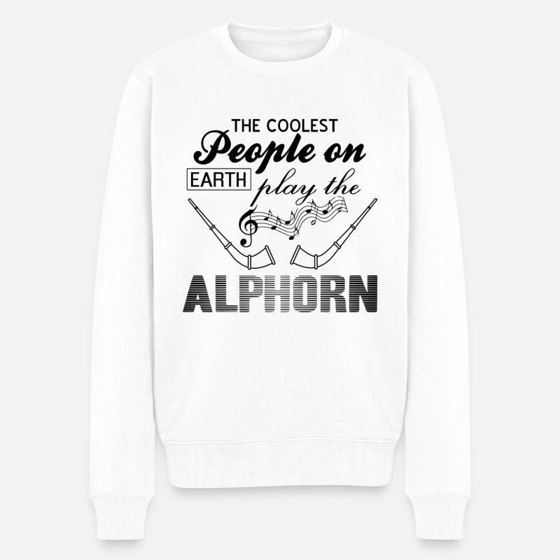 Alphorn - Männer Premium Bio Pullover - Weiß