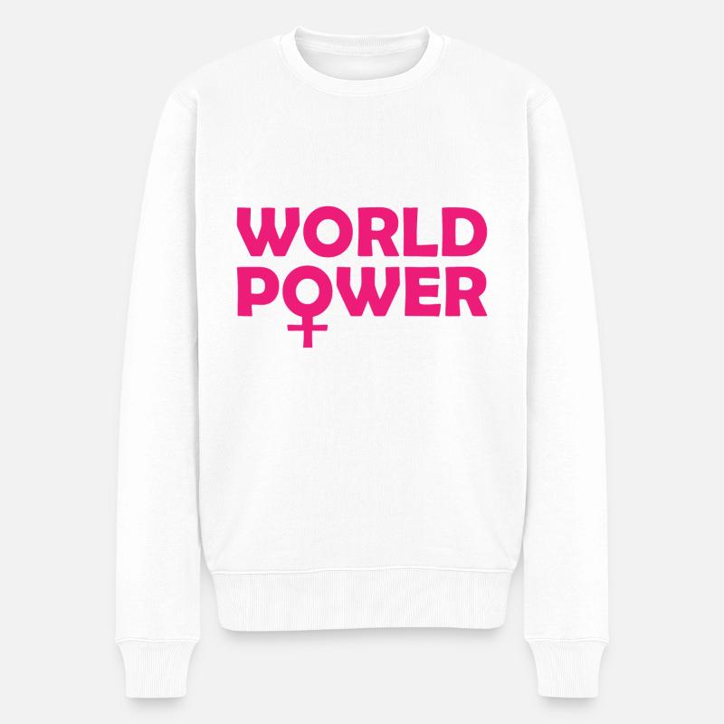 World Power Feminismus Geschenk - Männer Premium Bio Pullover - Weiß