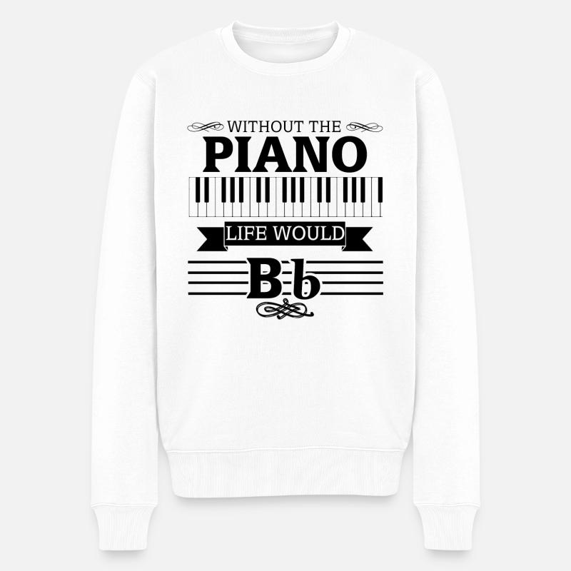 Klavier - Männer Premium Bio Pullover - Weiß