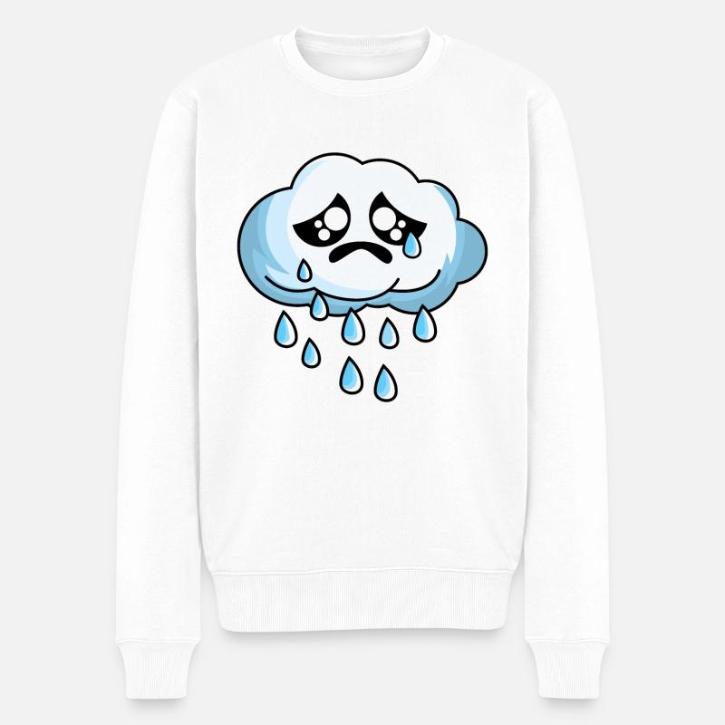 Nuage triste avec pluie - Pull Premium bio Homme - blanc