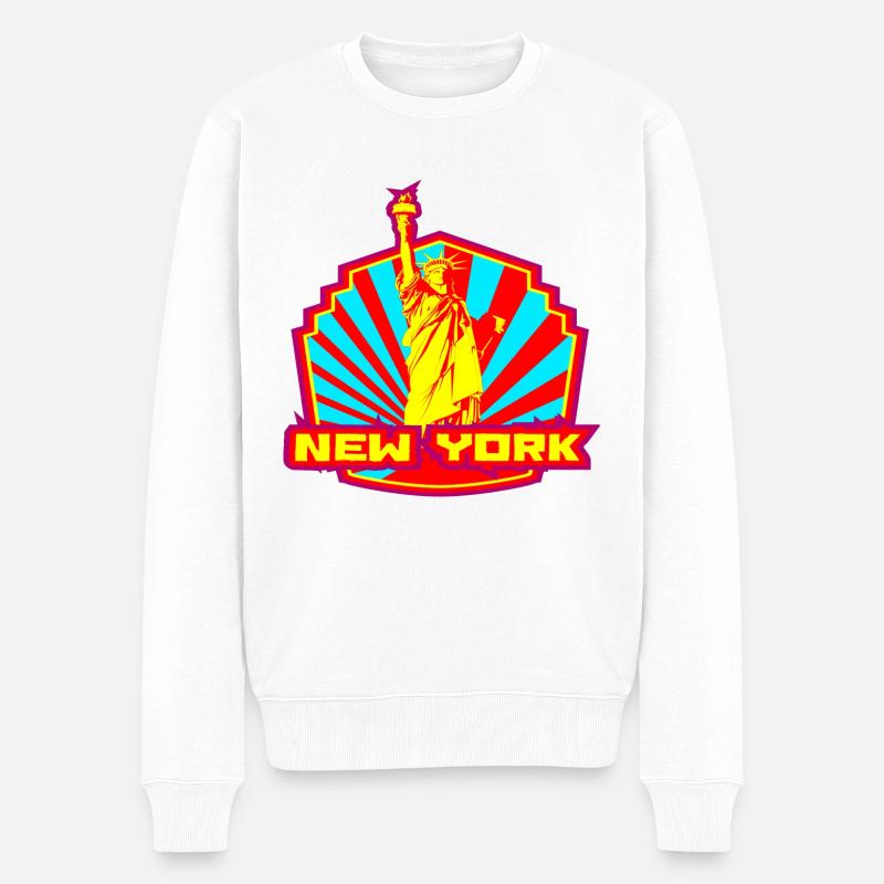 New York - Männer Premium Bio Pullover - Weiß