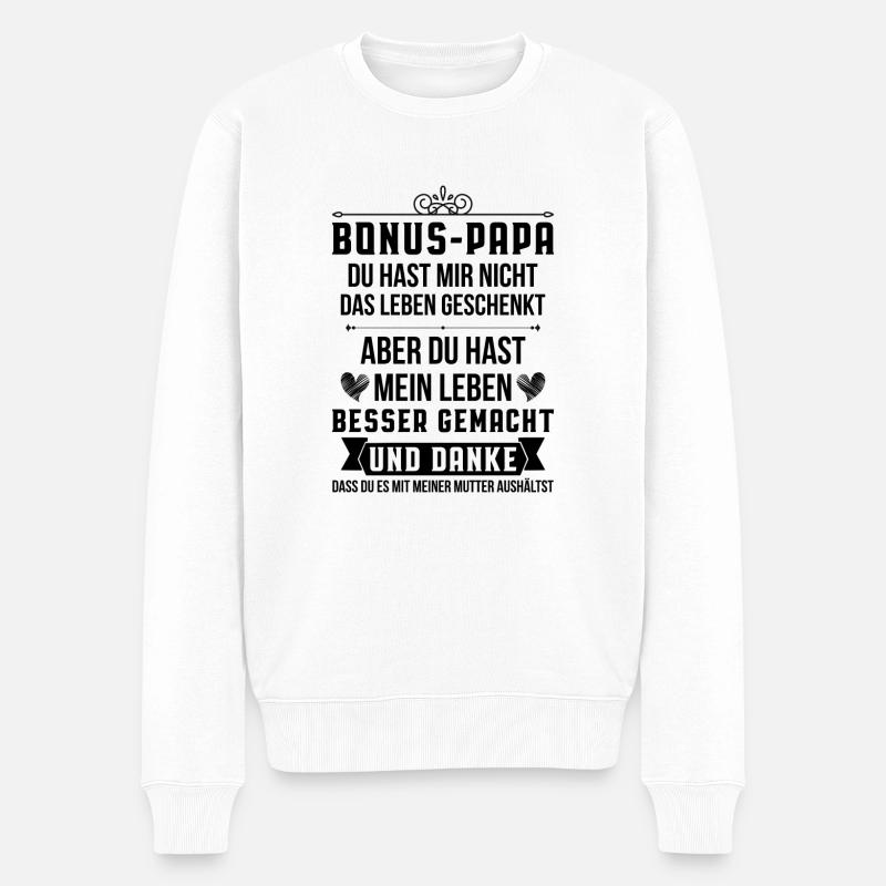 Bonus Papa Stiefvater Vater Geschenk - Männer Premium Bio Pullover - Weiß