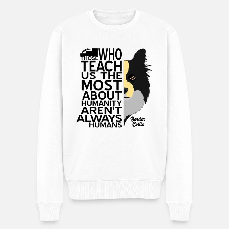 Border Collie - Pull Premium bio Homme - blanc