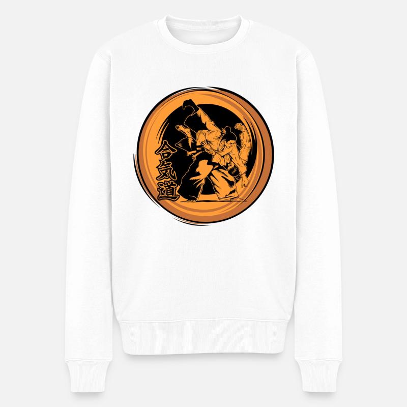 Aikido - Männer Premium Bio Pullover - Weiß