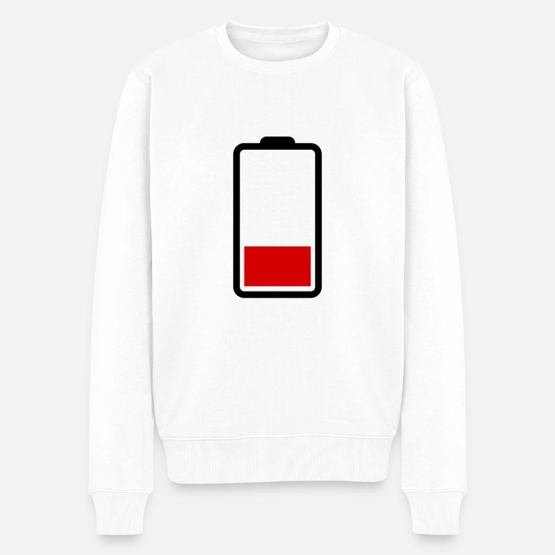 Batterie Leer - Männer Premium Bio Pullover - Weiß