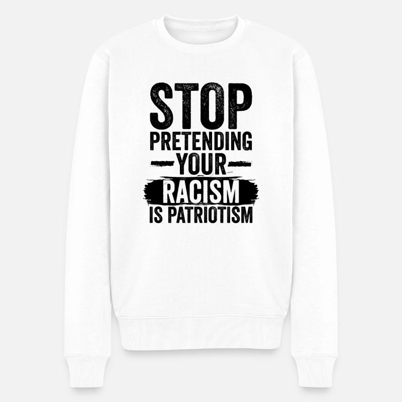 Rassismus Stoppen | Gegen Nazis Antifa Geschenke - Männer Premium Bio Pullover - Weiß