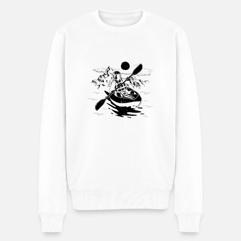 Kajak Mädchen | Rudern Kanu Paddeln Sport Geschenk - Männer Premium Bio Pullover - Weiß