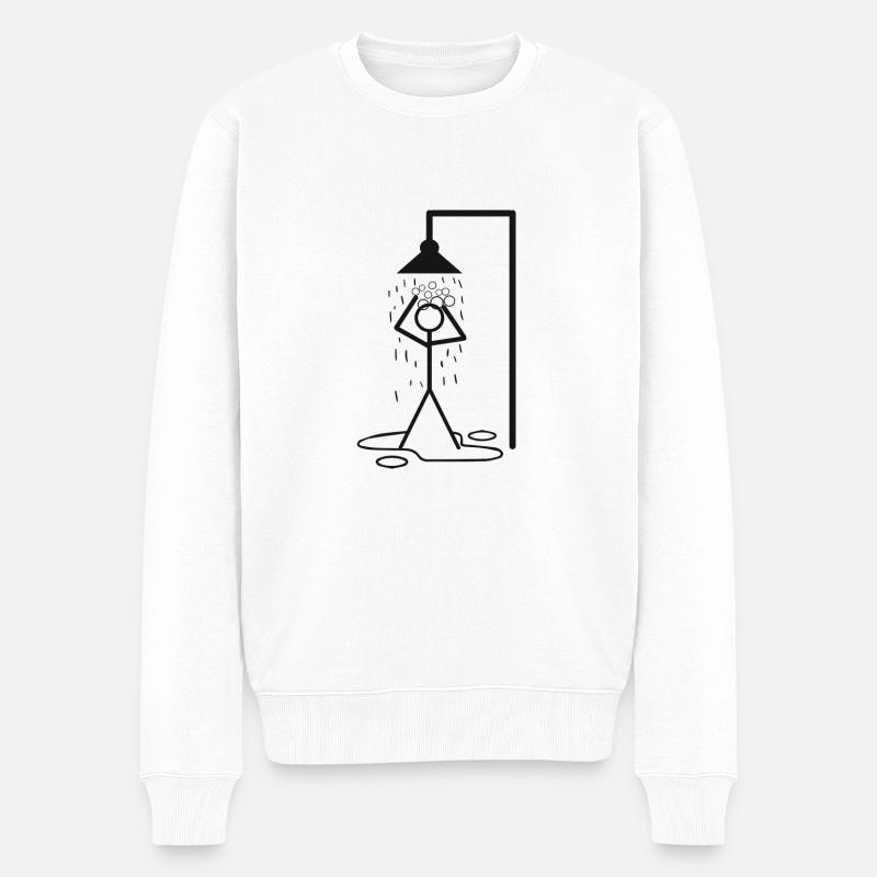 Douche Strichnchen - Pull Premium bio Homme - blanc
