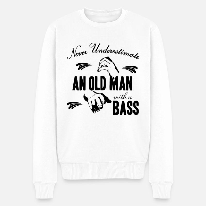 Kontrabass - Männer Premium Bio Pullover - Weiß