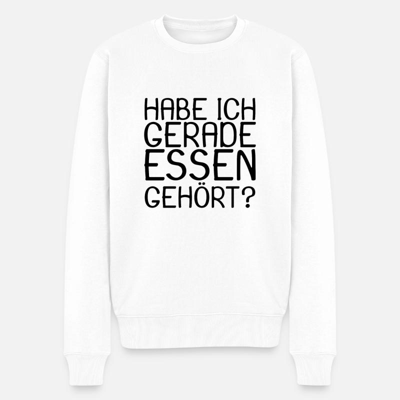 Lustiger Spruch Essen - Männer Premium Bio Pullover - Weiß
