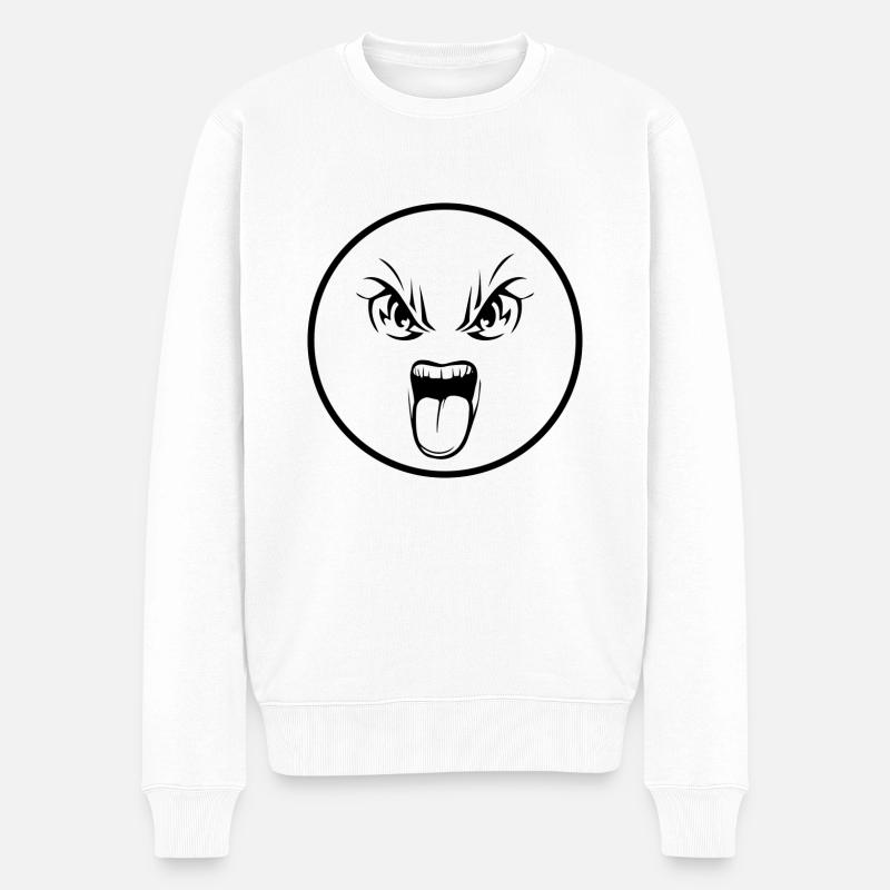 Angry smilie - Männer Premium Bio Pullover - Weiß