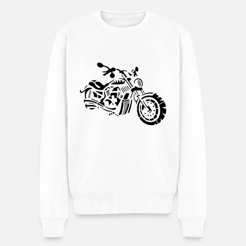 Motorrad Chopper Abstrakt Zeichnung - Männer Premium Bio Pullover - Weiß
