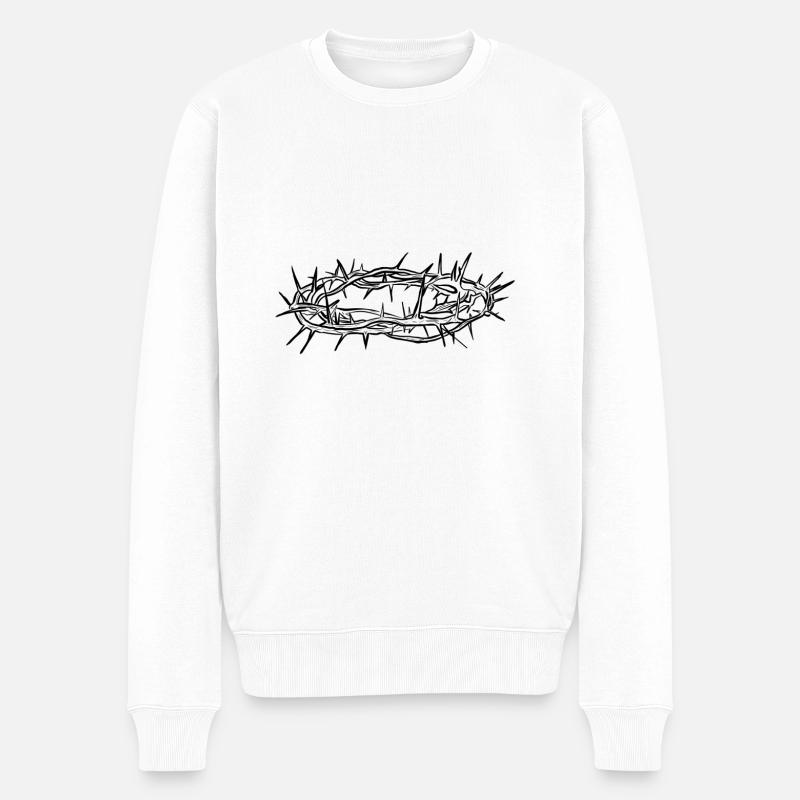 Dornenkrone Ostern - Männer Premium Bio Pullover - Weiß