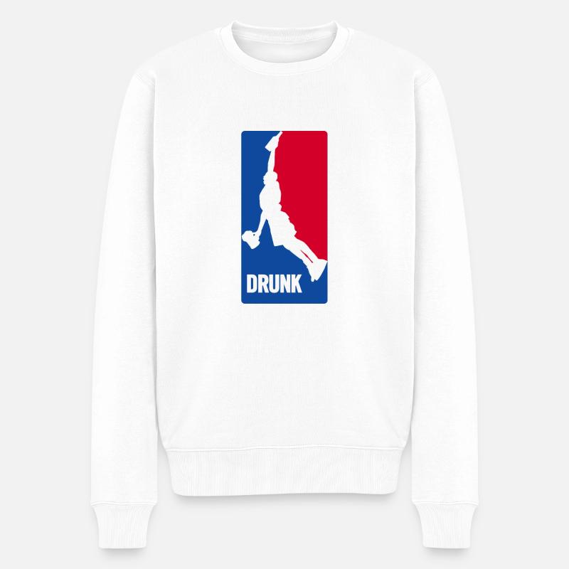 BASKETBALL DRUNK - Männer Premium Bio Pullover - Weiß
