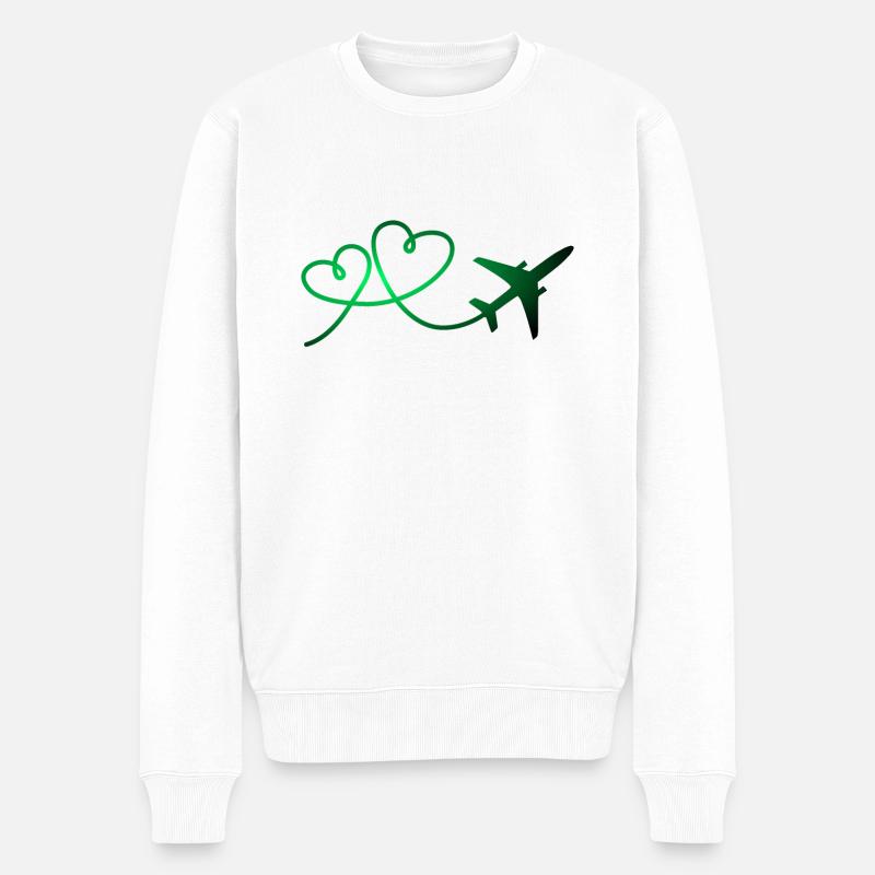 Aviateur d'avion avec coeur - Pull Premium bio Homme - blanc