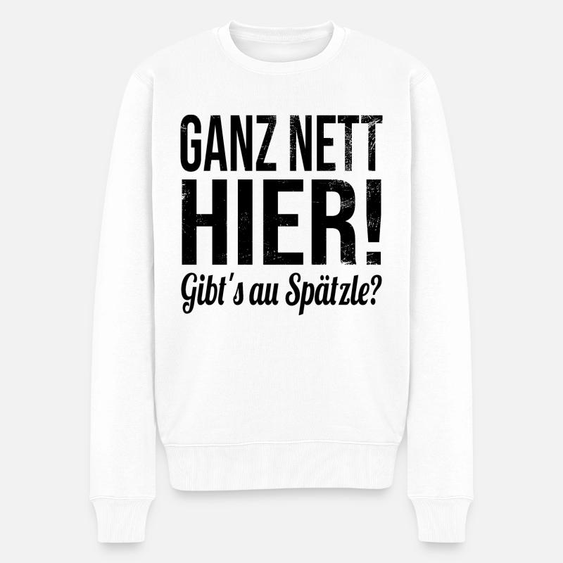 Ganz nett hier! Gibt's au Spätzle? - Männer Premium Bio Pullover - Weiß