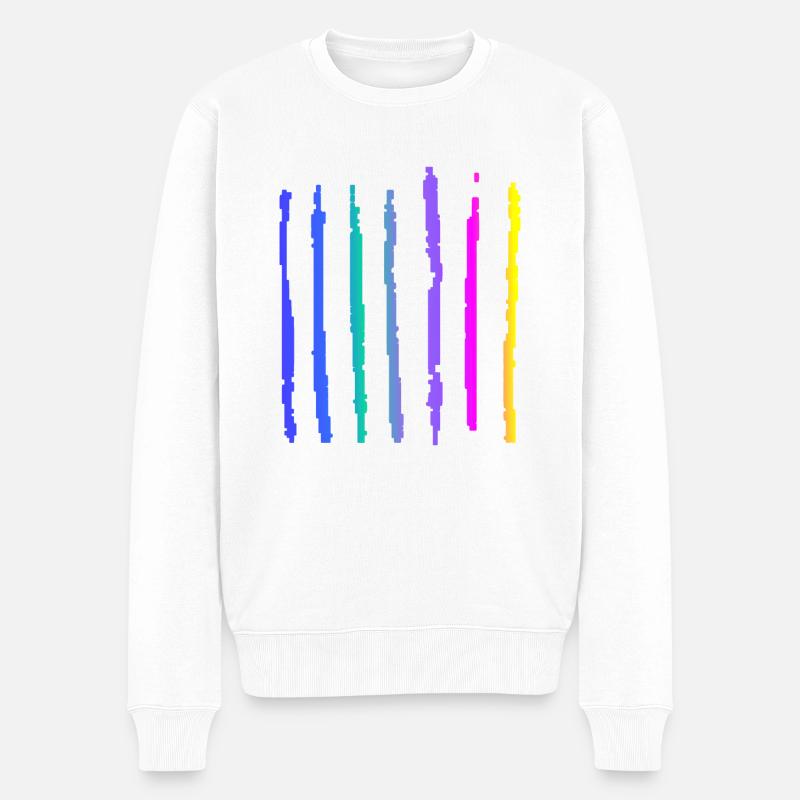 Bunte Linien - Männer Premium Bio Pullover - Weiß