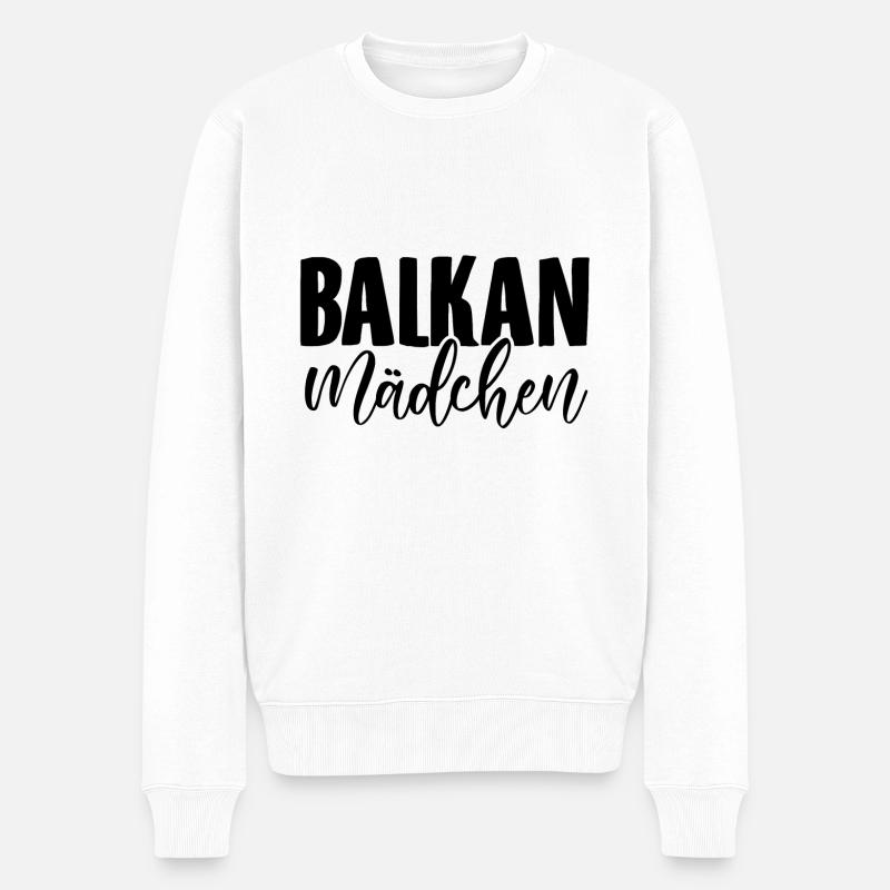 Balkan Mädchen | Albanien Kosovo Rumänien Geschenk - Männer Premium Bio Pullover - Weiß