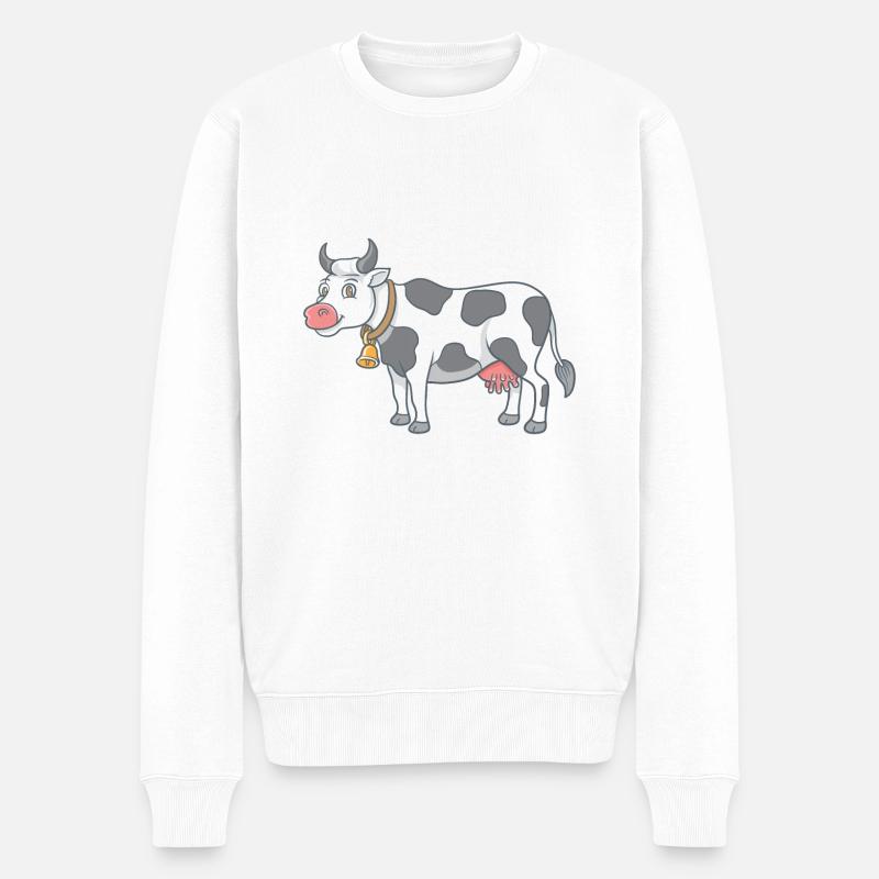 Vache de dessin animé - Pull Premium bio Homme - blanc