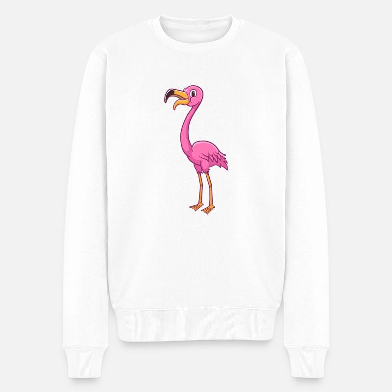Flamant rose dessin animé - Pull Premium bio Homme - blanc